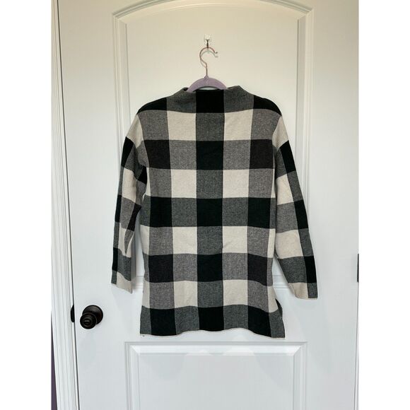 Tahari Mock Neck Split Hem Green Gray Plaid Sweater Size XS - Picture 1 of 6